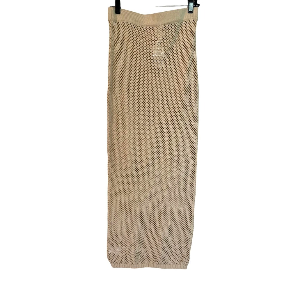 Cotton On Body Neutral Crochet Maxi Skirt Cream Fishnet Knit Cover Up NWT M/L